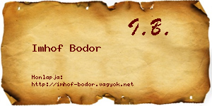 Imhof Bodor névjegykártya